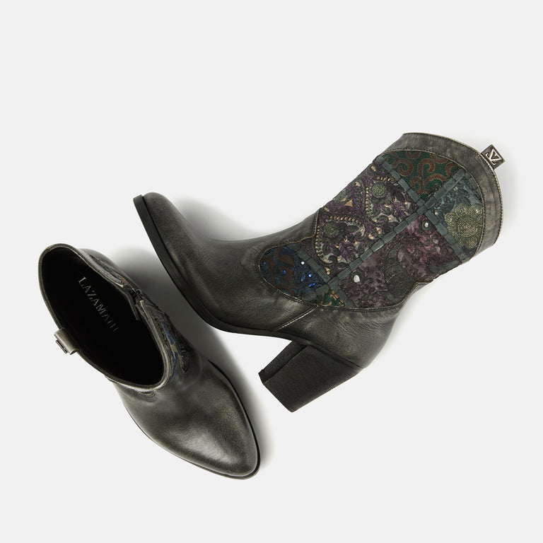 Lazamani Lazamani Marthe Dames Enkellaarsjes Grijs/Multi | LA85662silver