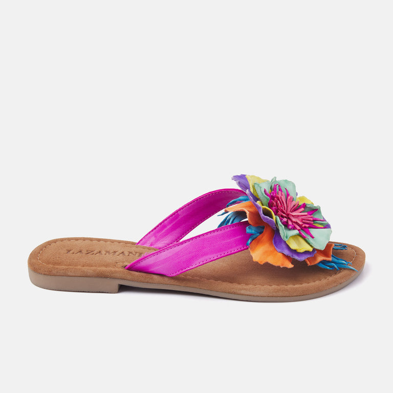 lazamani Lazamani Peony Dames Slippers Multi | LA33726fuxia