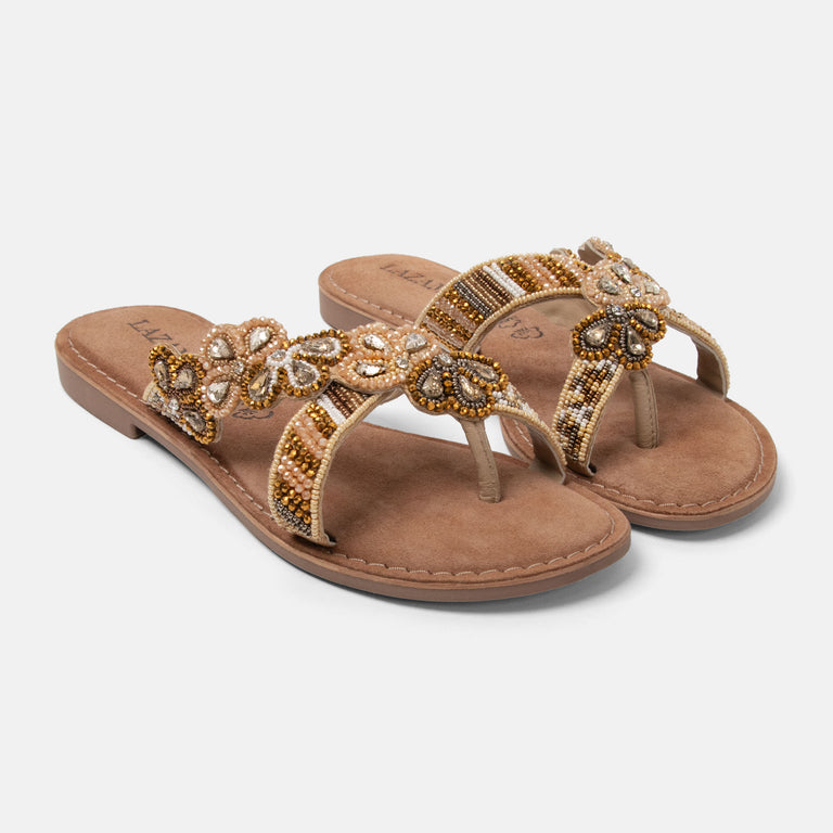Lazamani Lazamani Perla Dames Slippers Multi | LA75001beige