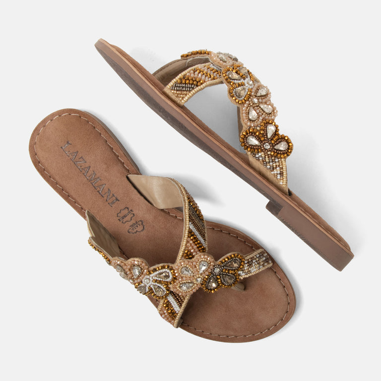 Lazamani Lazamani Perla Dames Slippers Multi | LA75001beige