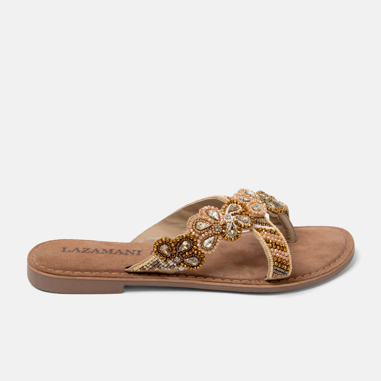 lazamani Lazamani Perla Dames Slippers Multi | LA75001beige