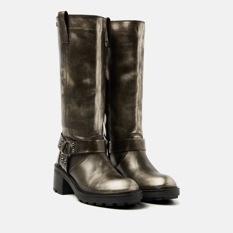 Lazamani Lazamani Salome Dames Biker Boots Pewter | LA90003pewter