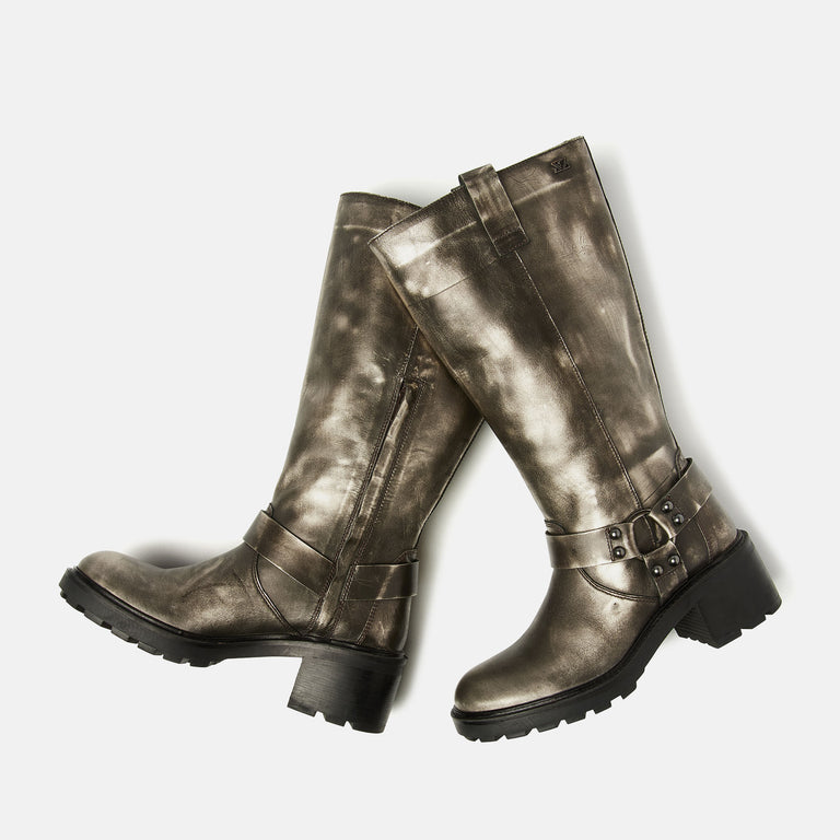 Lazamani Lazamani Salome Dames Biker Boots Pewter | LA90003pewter