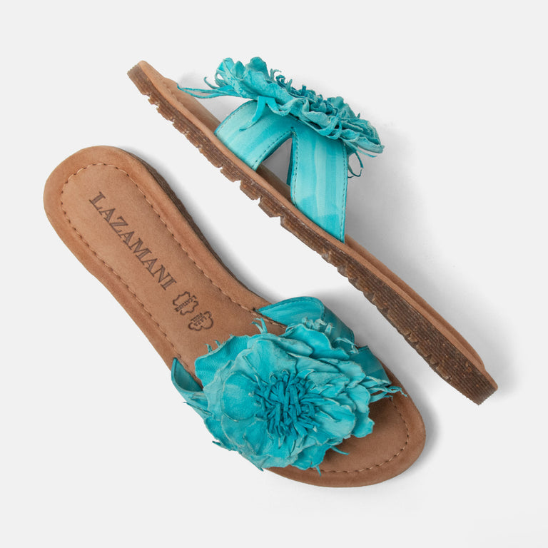 Lazamani Lazamani Zinnia Dames Slippers Turquoise | LA33765turquois