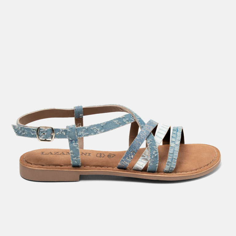 lazamani Lazamani Zuri Dames Sandalen Blauw | LA75888denim