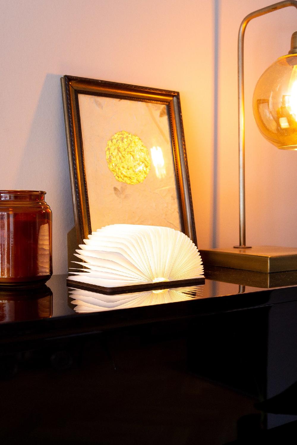 ledr Boek Lamp Walnoot Bruin