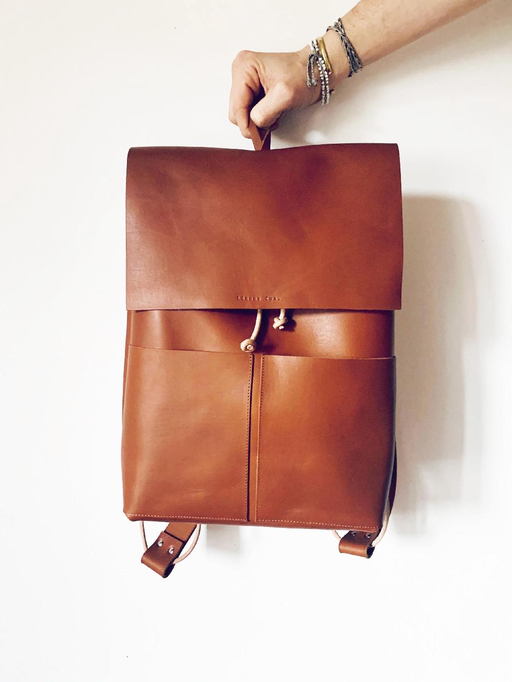 léonny cha Handmade Leather Backpack – Elegant Durable & Minimalist Design
