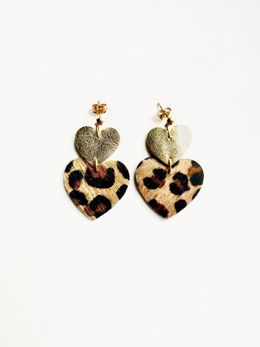 léonny cha Leren oorbel upcycled lederen bungelende oorbel