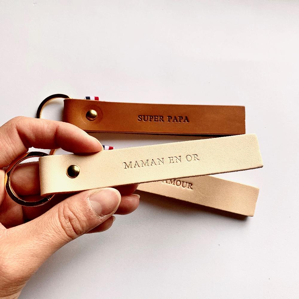 léonny cha MARGARET - Le Maxi porte clé personnalisable en cuir upcyclé