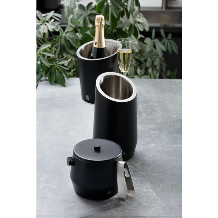 leopold vienna IJsemmer met deksel en tang RVS mat zwart