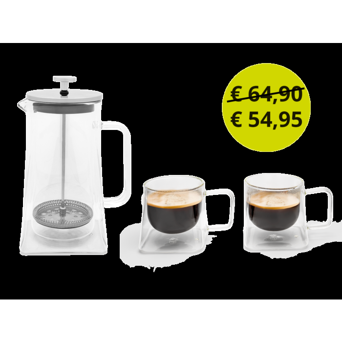 leopold vienna Koffiemaker Otto met 2 dubbelwandige glazen