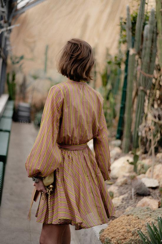 Les Jumelles Adaptire Short Dress Pink/green Stripes