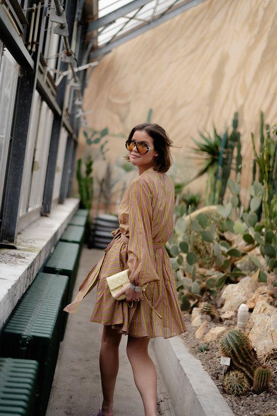 Les Jumelles Adaptire Short Dress Pink/green Stripes