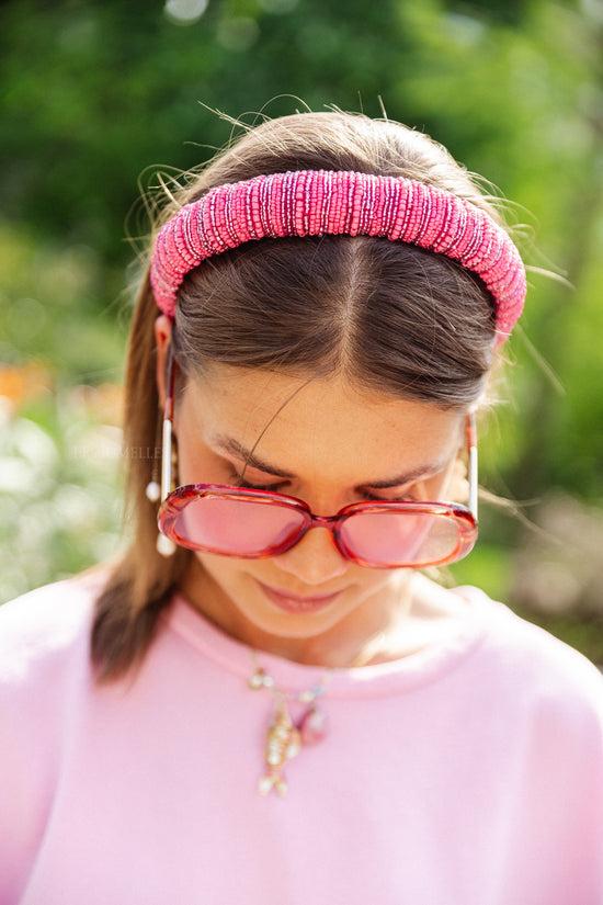 Les Jumelles Cassie Midi Haarband Met Kralen Felroze