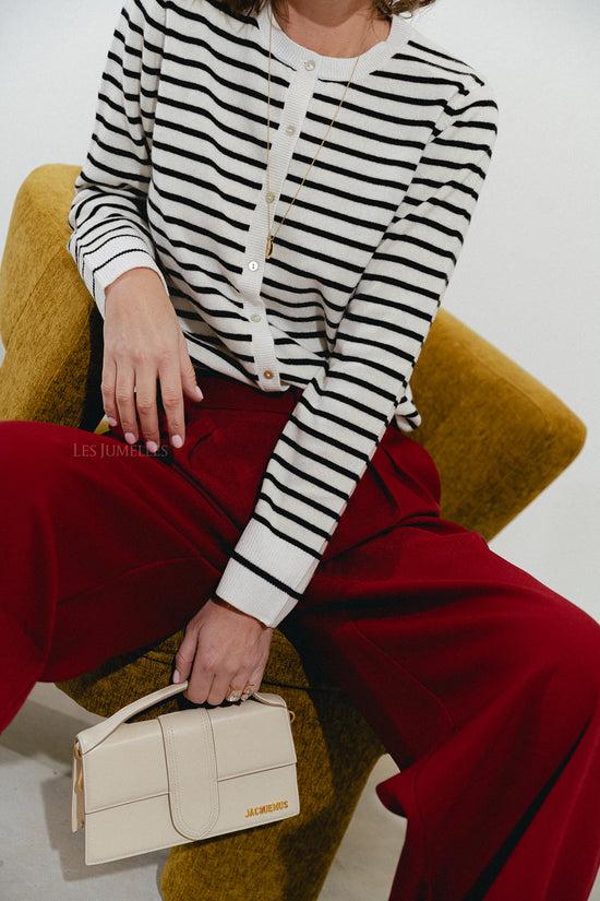Les Jumelles CisseSW Stripe Cardigan Black/off White