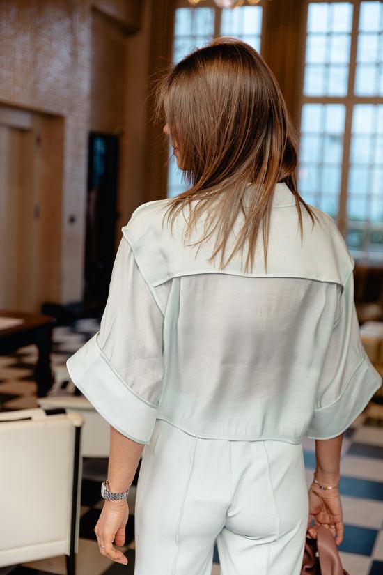 Les Jumelles Eleanor Verfijnde Rayon Blouse Mistig Blauw