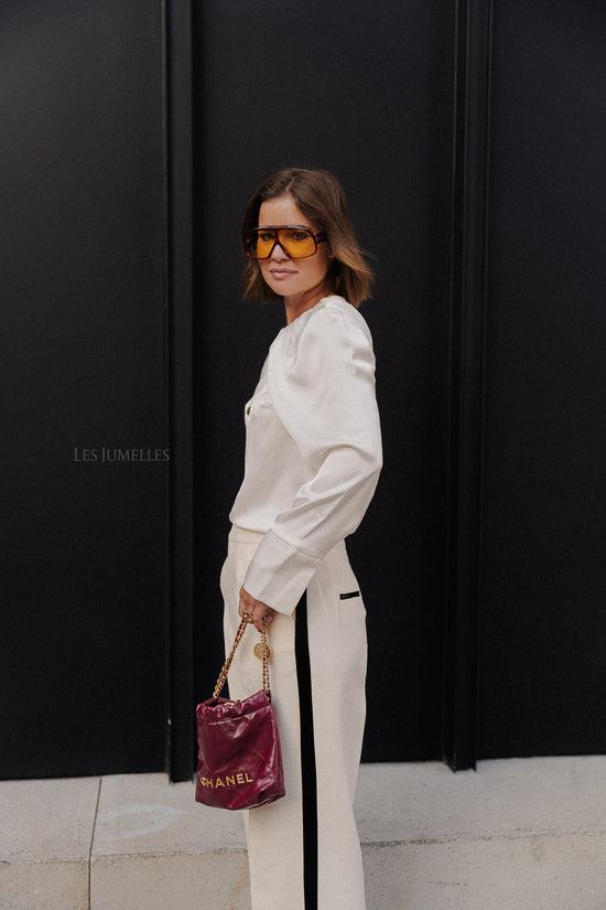 Les Jumelles Evie Blouse Met Geplooide Halslijn Vanille