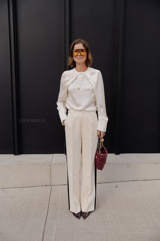 Les Jumelles Evie Blouse Met Geplooide Halslijn Vanille