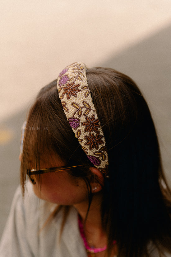 Les Jumelles Florisima Brede Kralen Haarband Meloengeel