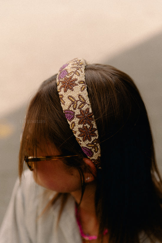 Les Jumelles Florisima Brede Kralen Haarband Meloengeel