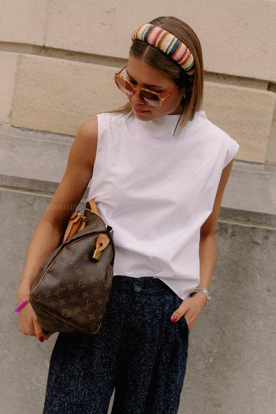 Les Jumelles Gestreepte Brede Kralen Haarband Veelkleurig