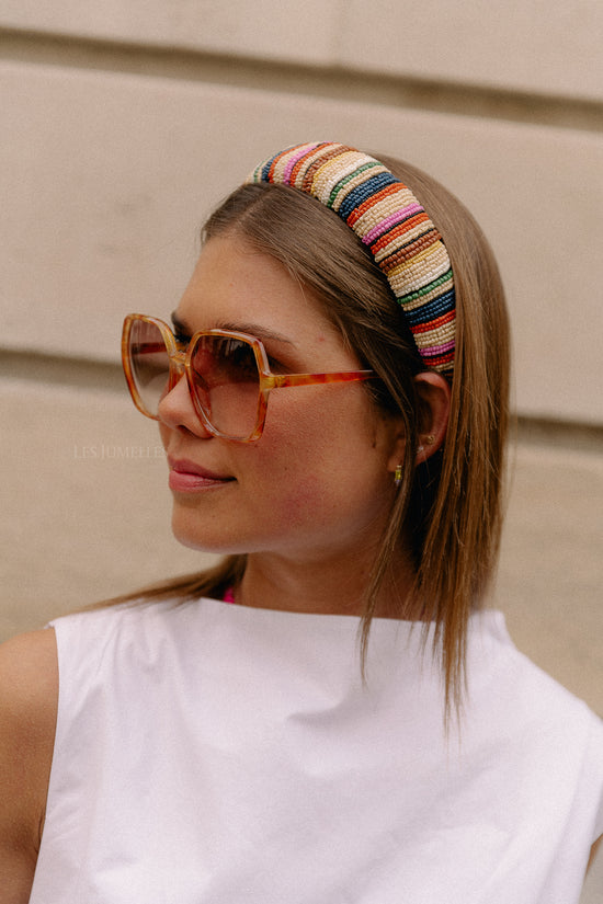 les jumelles Gestreepte brede kralen haarband veelkleurig