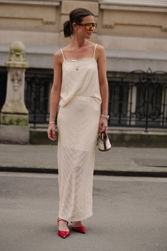 Les Jumelles GliraGZ HW Long Skirt Butter Yellow Sequins