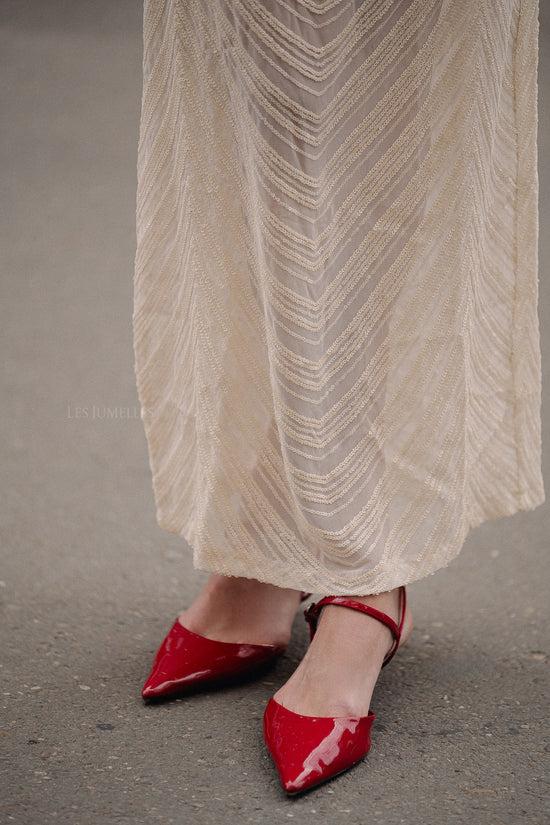 Les Jumelles GliraGZ HW Long Skirt Butter Yellow Sequins