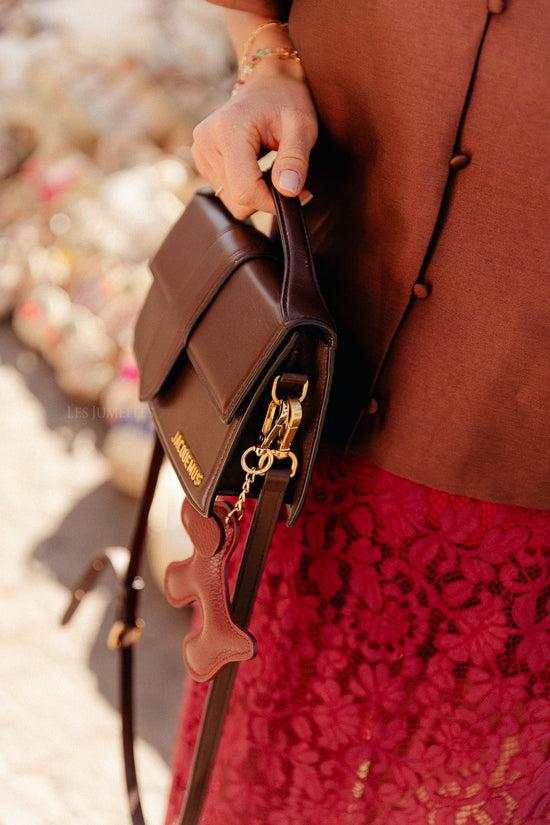 Les Jumelles Leren Honden Sleutelhanger Bordeauxrood