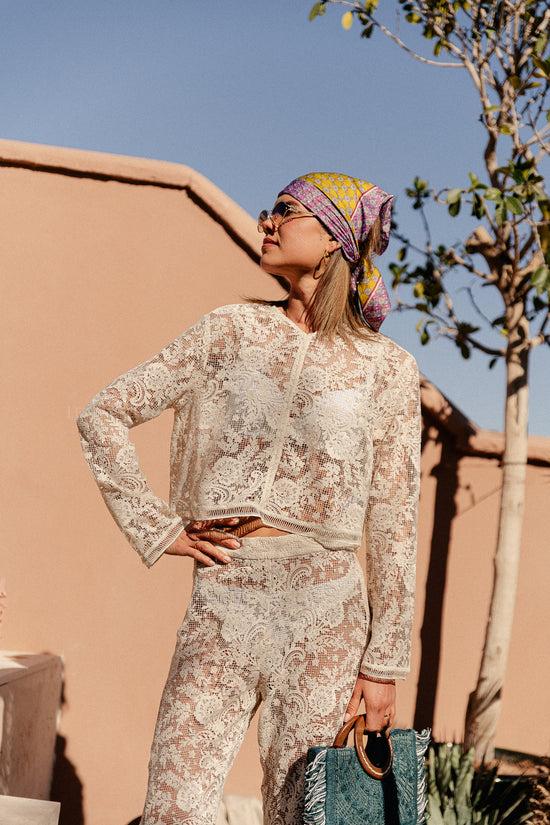 Les Jumelles Aaliyah Gehaakte Blouse Beige