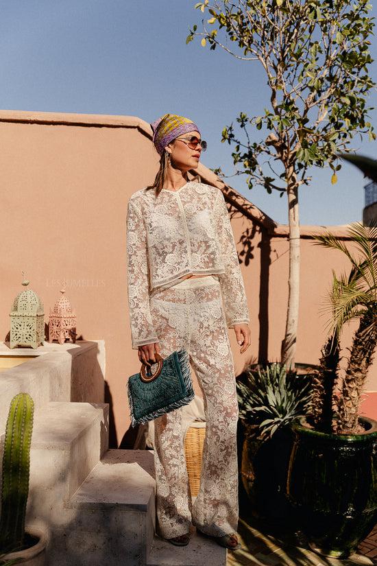 Les Jumelles Aaliyah Gehaakte Blouse Beige