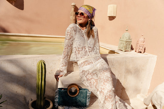 Les Jumelles Aaliyah Gehaakte Blouse Beige