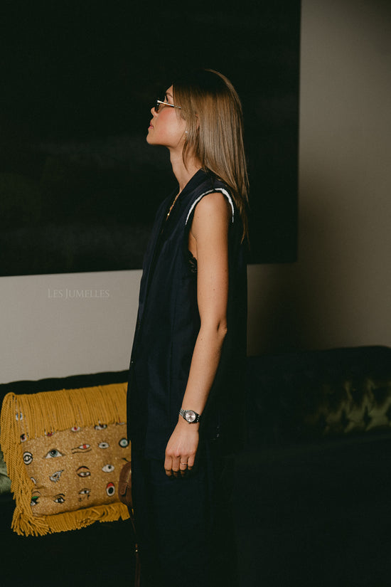 Les Jumelles Amy Sleeveless Blazer Midnight Blue