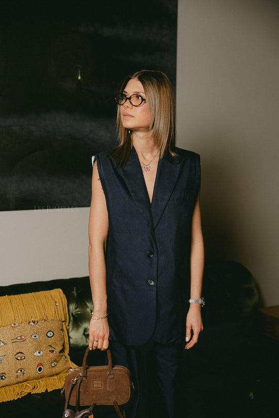 les jumelles Amy sleeveless blazer midnight blue