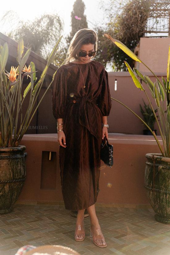 les jumelles Asher lange jurk hot chocolate