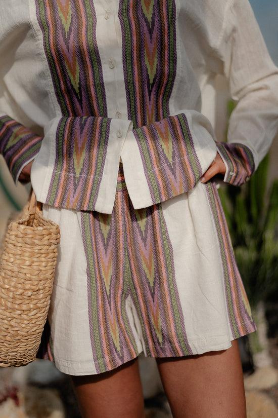 les jumelles Ati shorts jacquard pink/green