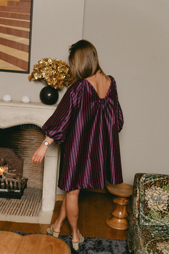 Les Jumelles Bella Striped Dress Navy/burgundy