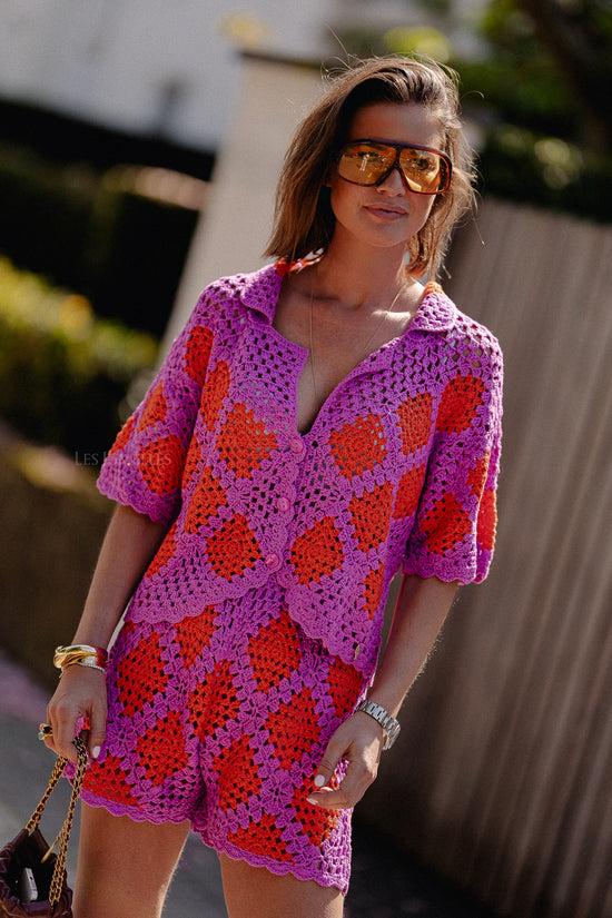 les jumelles Bente SS vivid viola/sunset orange