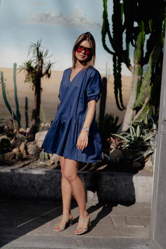 les jumelles Calm korte jurk marineblauw