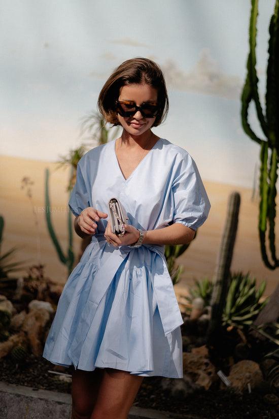 les jumelles Calm short dress light blue