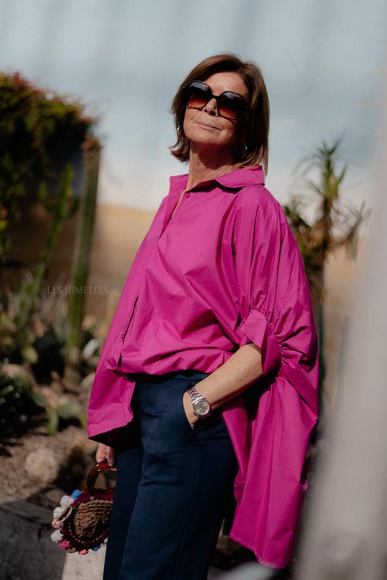 les jumelles Cara SS blouse magenta