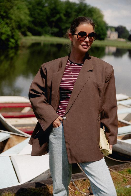 les jumelles Chloe oversized blazer chocoladebruin
