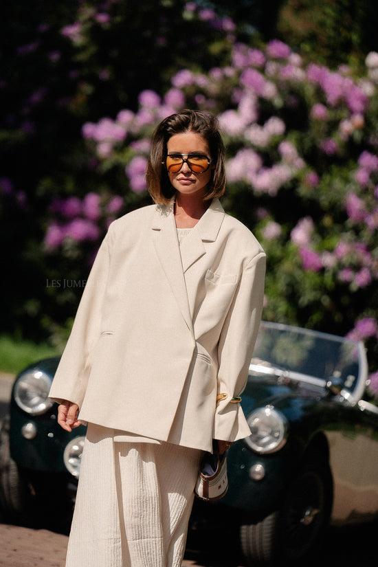 les jumelles Chloe oversized blazer eggshell