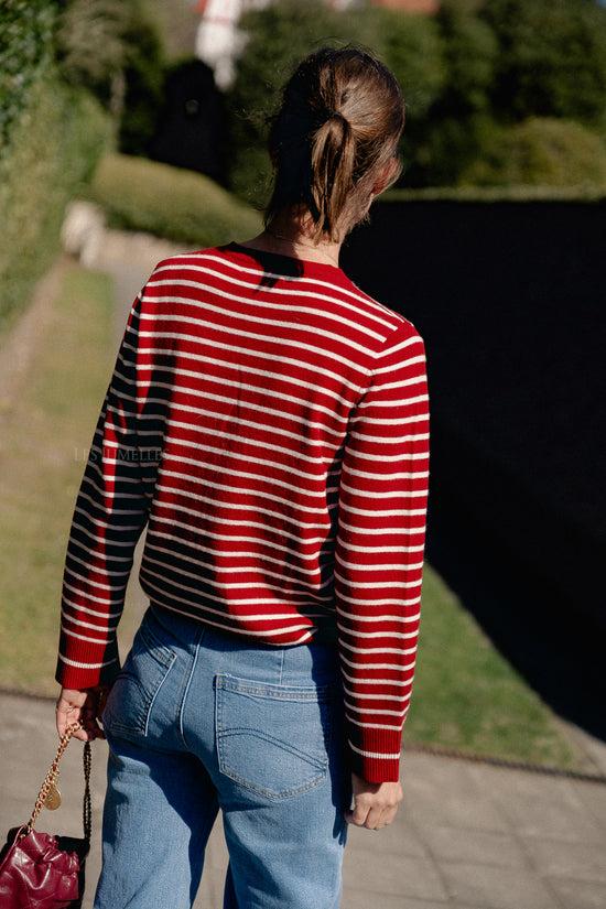 Les Jumelles CisseSW Streepvest Rood/gebroken Wit