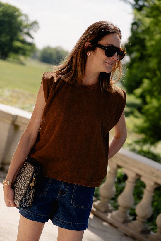 les jumelles Clara SS terry shirt hot chocolate