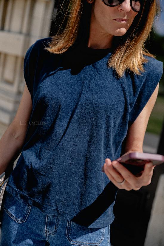 les jumelles Clara SS terry shirt navy