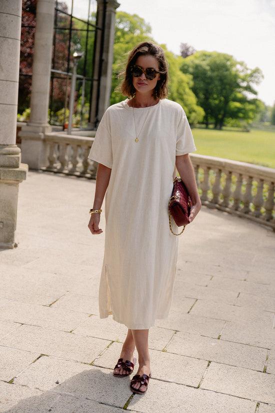 les jumelles Clara terry dress ecru