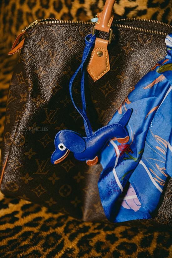 Les Jumelles Dachshund Keychain Cobalt Blue