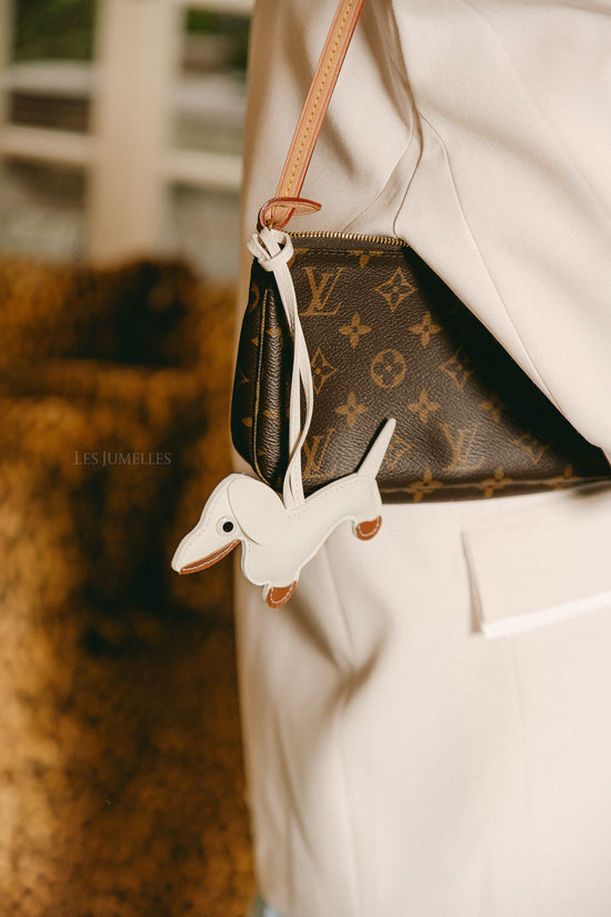 les jumelles Dachshund keychain ecru