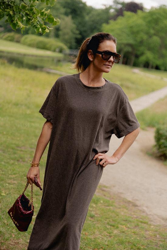 les jumelles Dorothee terry T-shirt dress charcoal